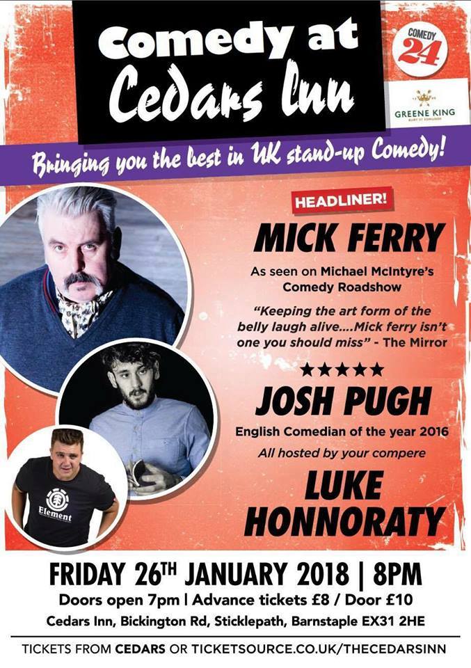 Who's up for a barrel of laughs? 

Then come along to our infamous #Comedy Club THIS FRIDAY 26th Jan with headliner Mick Ferry as seen on Michael McIntyre's Comedy Roadshow!

Tickets are just £8pp - call us on 01271 371 784 to book! #Barnstaple #NorthDevon