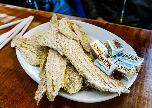 IceSif's tweet photo. Icelanders are celebrating þorrablót right now with #VikingSnacks like Harðfisk aka dried fish jerky slathered in butter. https://t.co/jL02JnnSTX https://t.co/S0hnDjynXb