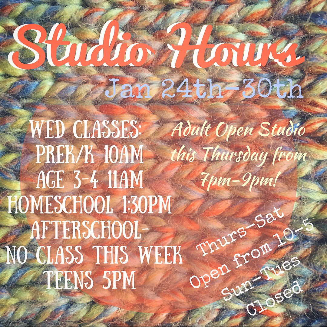 CaravanClasses1's tweet photo. Studio Hours for January 24th-30th. ***Afterschool Art will resume Next week. Register at the link in our bio to secure a spot in any of our classes. We have just a few chairs left in our weekly homeschool class. #caravanclasses #caravanclassesstudio #noblesvilleindiana https://t.co/KAtdttGnHL