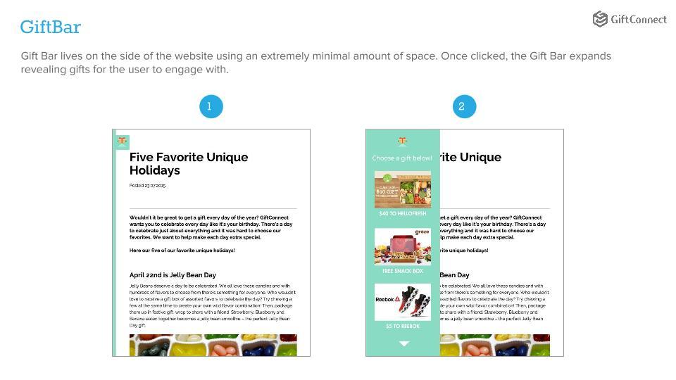 GiftConnect_'s tweet image. Did you know about GiftBar? Check out our #Giftizing product expands revealing gifts to users.