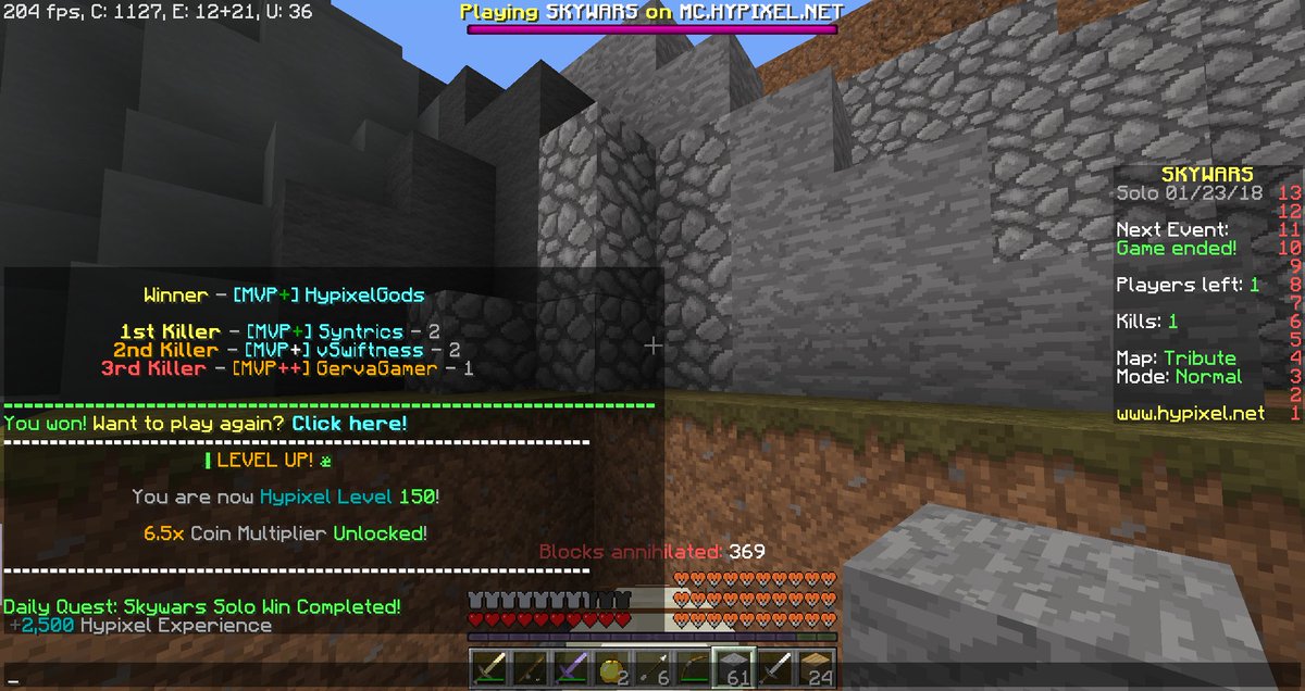 HypixelGods's tweet photo. 4 year veteran(Perfect timing) + level 150 at the same day😀 https://t.co/UUYIi7UY4v