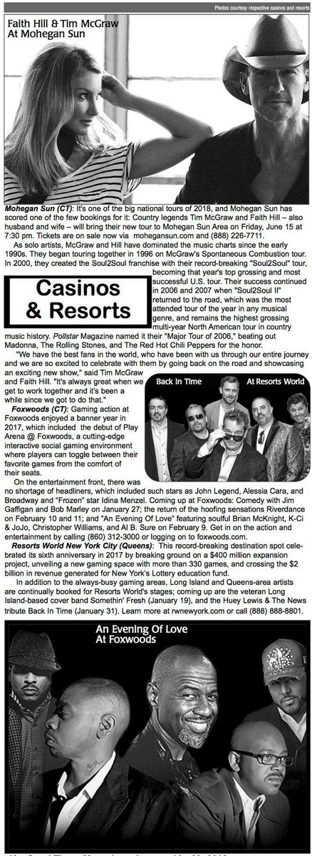GoodTimesMag's tweet photo. @MoheganSun @ResortsWorldNYC @FoxwoodsCT have the best upcoming shows! #faithhill #timmcgraw #mohegansun #foxwoods #resortsworld #casino #goodtimes #concert #livemusic #goodtimesmagazine https://t.co/u9leLX07VM