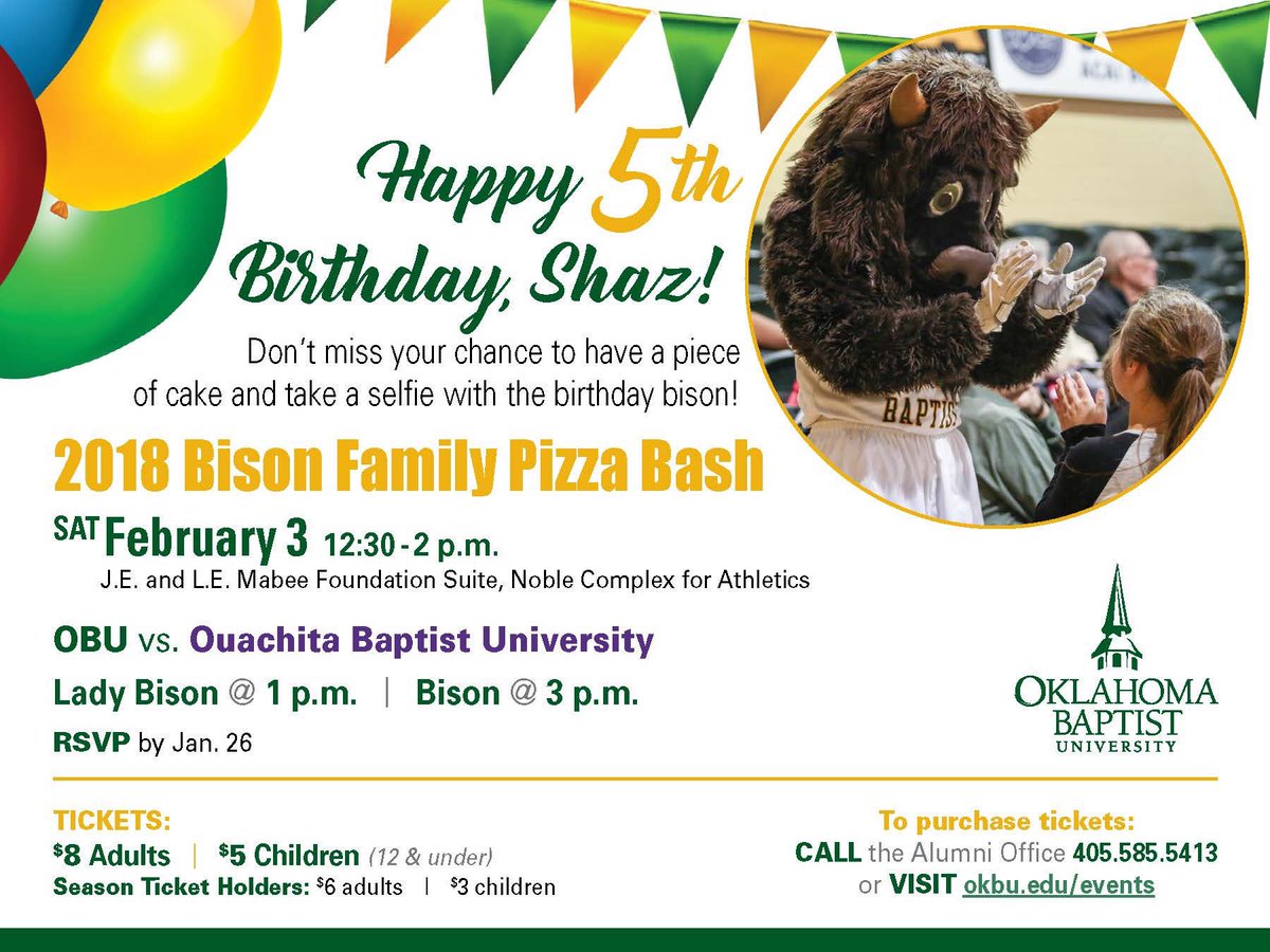 OBUBisonAlumni's tweet photo. We have a few tickets left! Get yours at https://t.co/UDizDBOP9Q #OBUPizzaBash https://t.co/aNjzEycjLx