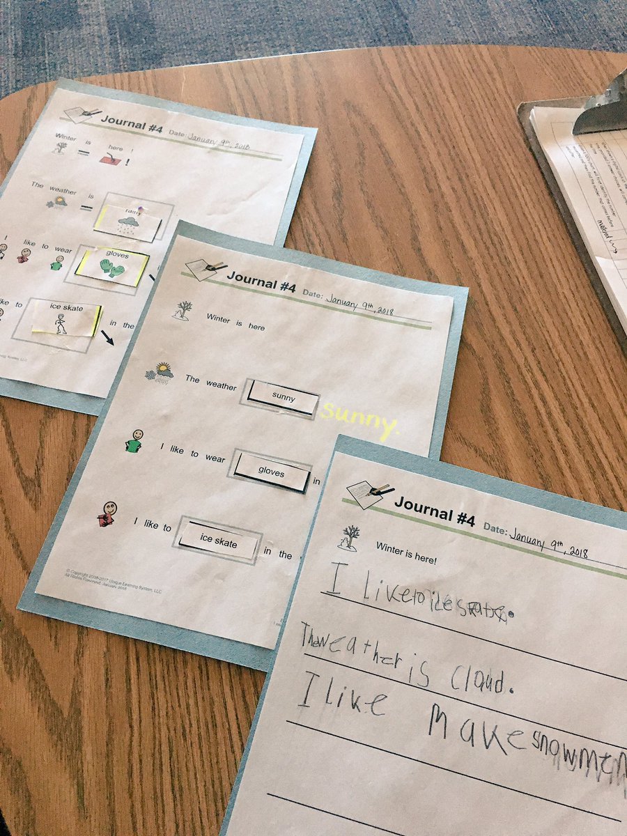 I love how our curriculum differentiates learning so that all students can participate in the journal writing process! #uniquelearningsystem #alllearners