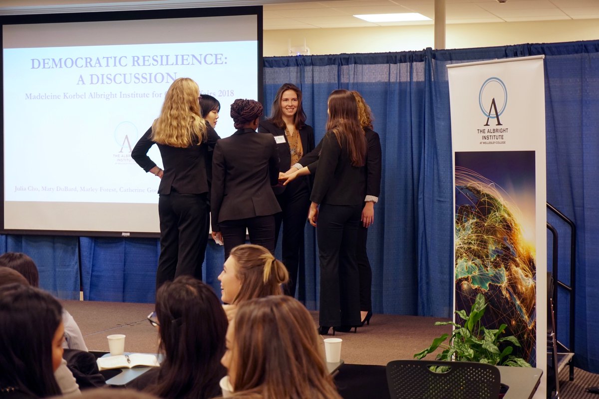 AlbrightInst's tweet photo. Three groups presented this morning: #FreePress &amp; #Trust, #Democratic Resilience, and Effective, Accountable, &amp; Inclusive #Institutions. The final group presents this afternoon at the #AlbrightInstitute https://t.co/UsxK1BuMwI