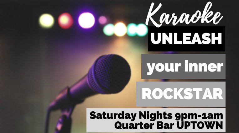 Don't forget, Karaoke on Saturday nights! Release your inner ROCKSTAR!