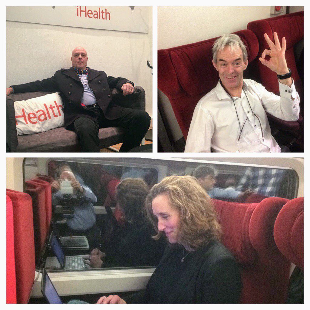 Albert, Maaike, and Gerrit from TNO traveled today by train to discuss the POWER2DM project with their colleagues from <a href="/iHealthLabsEU/">iHealth Labs Europe</a> in Paris  🚄#workingonthetrain #paris #loveourjob
