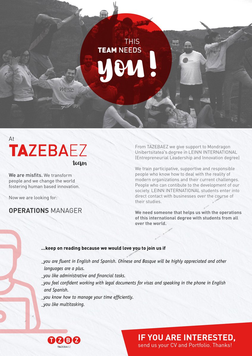 🔴 |  📩

If you like administration and finance work and you are passionate about International relations...We need you to support our #TRAVELLINGuniversity Join #TZBZ We need you!