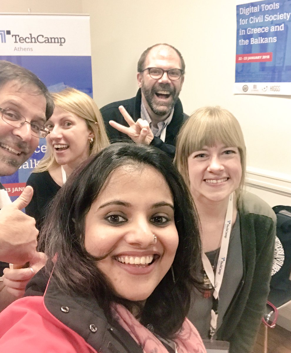 sg4devpt's tweet photo. Happy smiles post the amazing #TechCampAthens2018 @TechCampGlobal @USEmbassyAthens @HIGGS3HIGGS @AndyKyr @ https://t.co/Hkx6PnECxj