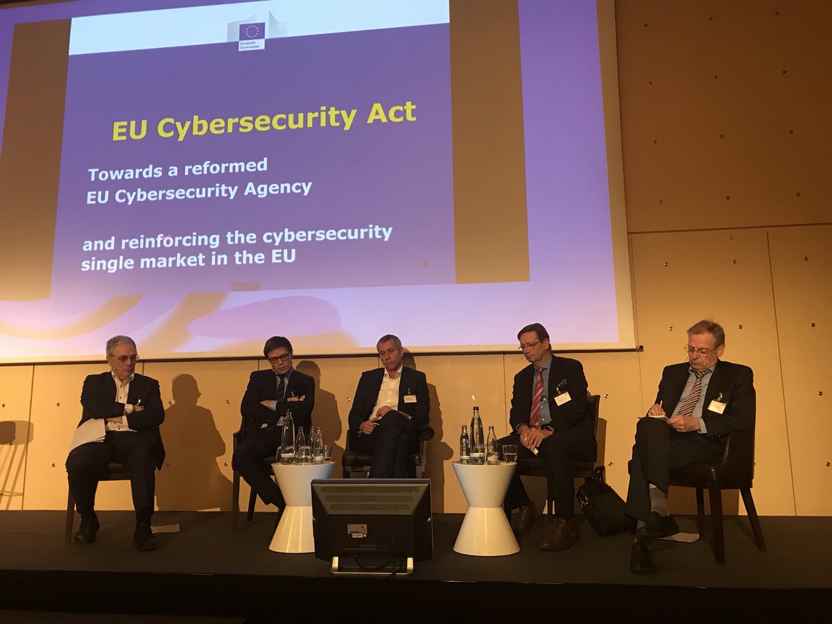 Bitkom_Security's tweet photo. Aus dem Dschungel der Zertifizierungsperspektiven: @UdoEnisa Sebastian Fritsch  @pmentzinis Rainer Baumgart und Bernd Kowalski auf der Suche nach einem gemeinsam Weg. #omnisecure18 #cybersecurityact @enisa_eu #secuvera @SAPdach @secunet_AG ag @BSI_Presse https://t.co/dfji4BUMsp