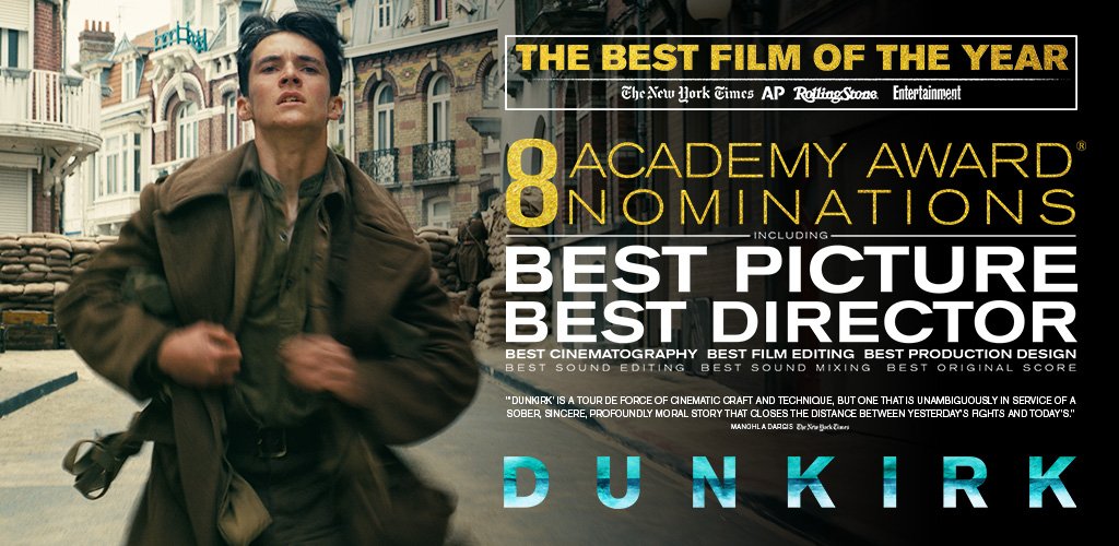 Congrats to the incredible team of #Dunkirk on today’s 8 Academy Award nominations. #OscarNoms #BestPicture #BestDirector https://t.co/dbMwzwDMe9