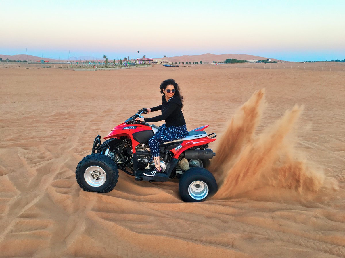 MangoTraveler's tweet photo. "Shaking the sand of Arabian Desert"
#DubaiDiaries #MangoTraveler #ThrillThrush #Dubai #FamilyTrip #DesertSafari #QuadBike #DesertBike #FunInDesert
#BeTraveler #LoveTraveling #IgorsOnTheGo #GirlAroundTheWorld #WorldTravel #DubaiTourism #SheikhOfDubai #Desert #ArabianDesert https://t.co/M61nGkJkrz