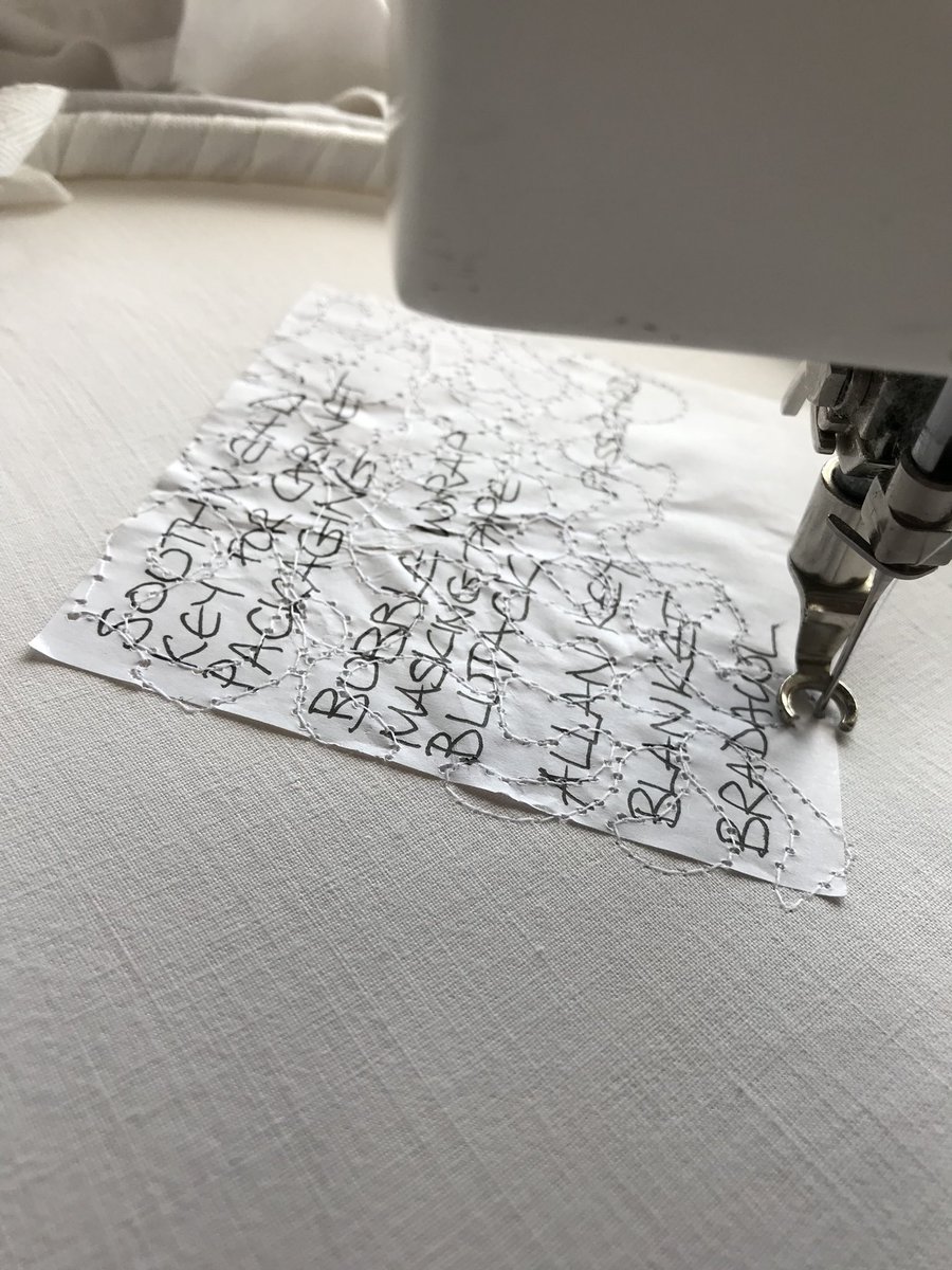 loubakerartist's tweet photo. #Tethering my #thoughts #lists #stitch #drawingwithstitch #invisiblestitch #listomaniac #gettingthingsdone #art #fineart #softsculpture #insomnia #pillowcase #embroidery #freemachineembroidery #stitchingandthinking #stateofflow #wip #whatdoartistsdoallday #everydayisdifferent https://t.co/Z1iVxsO1ql