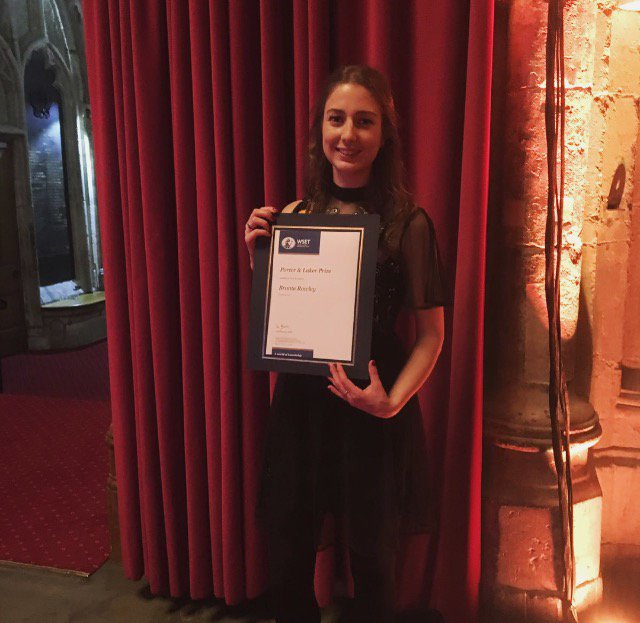 Had a lovely evening at the #WSET2018 award ceremony last night. Massive thank you to @JFHILLEBRAND for The Porter and Laker Prize - I'm so grateful &amp; excited for the opportunity to take my studies further 🍷