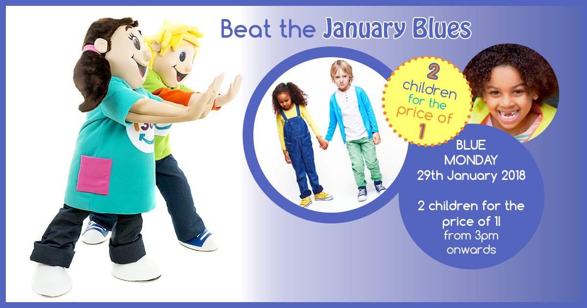 Beat the January blues with a New Year's bargain! Play for less 3pm until close with our Blue Monday offer. 

On 29th January come along to 360 Play where it's 2 children for the price of 1 on entry!

For more information, visit the 360 Play website