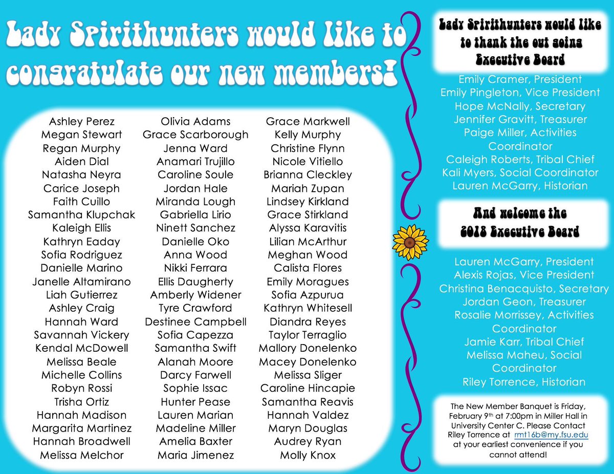 spirithunterfsu's tweet photo. Beyond excited to announce the new class of Lady Spirithunters! Here’s to another wonderful year 💫 https://t.co/Z2s2EGDnG3