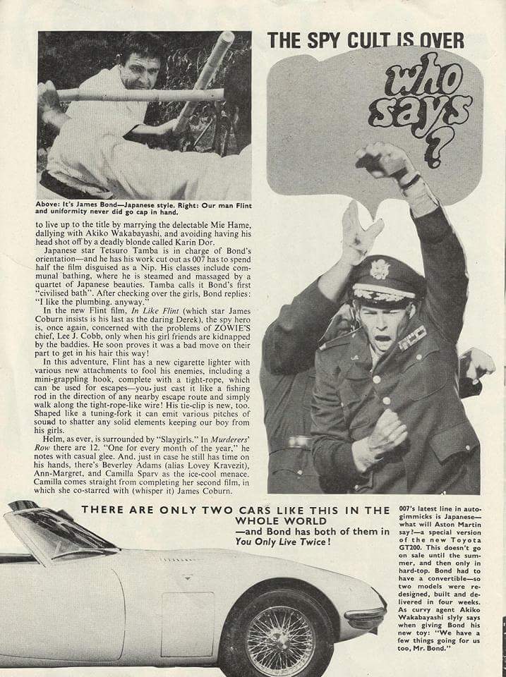 AvengersTvShow's tweet photo. "THE SPY CULT IS OVER... who says?" - featuring super spys, #JamesBond #DerekFlint & #MattHelm... Showtime magazine January 1967. https://t.co/hJgTkNuSyl