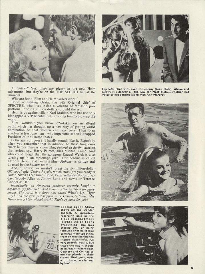 AvengersTvShow's tweet photo. "THE SPY CULT IS OVER... who says?" - featuring super spys, #JamesBond #DerekFlint & #MattHelm... Showtime magazine January 1967. https://t.co/hJgTkNuSyl