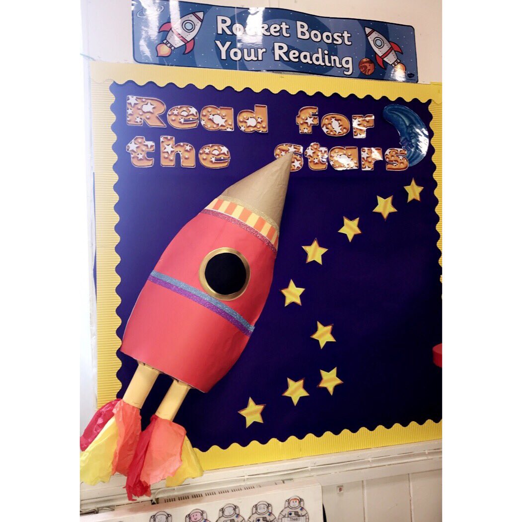 MissAEClarke's tweet image. Hoping to give the children some motivation to read with our reading rocket reward chart!🚀 Also very proud of how my rocket turned out😂 #Readingforpleasure #motivationtoread