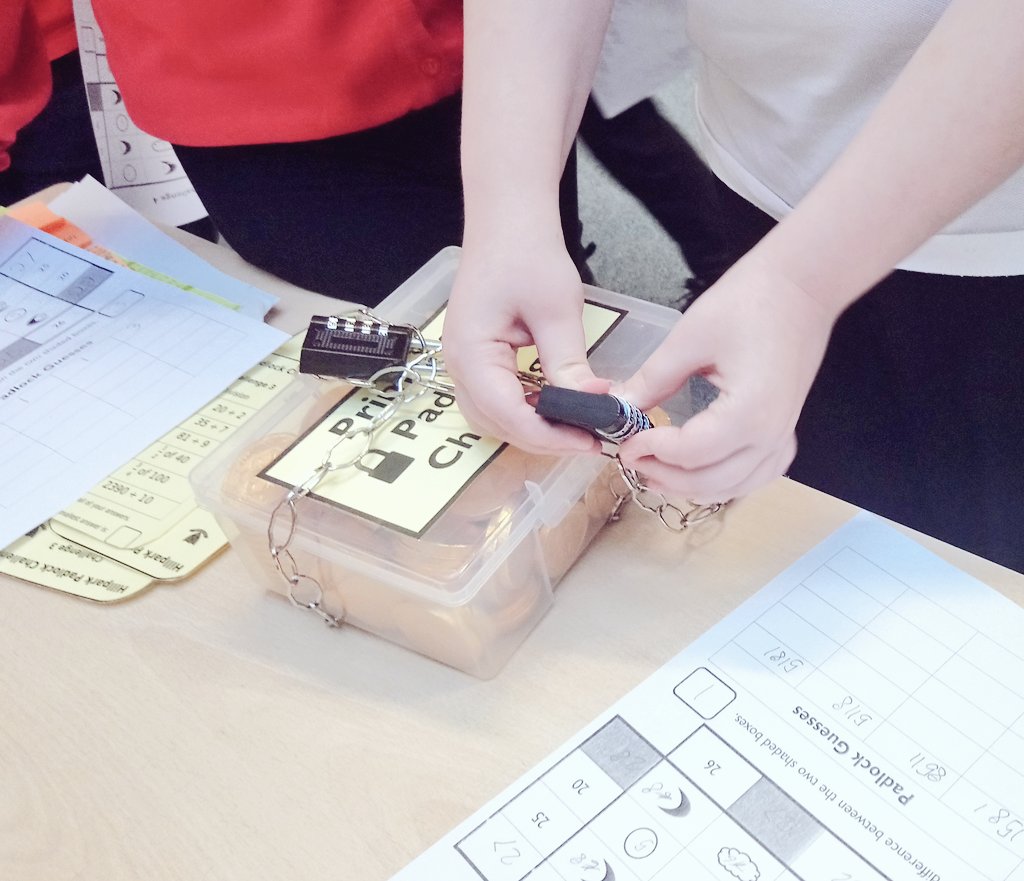 HillparkMaths's tweet photo. We had a great morning with pupils from Cleeves Primary School as they solved mathematical problems to open the padlock! #PadlockChallenge #transition #FunMaths @CleevesPS @HillparkSec https://t.co/jOFlN02DPs