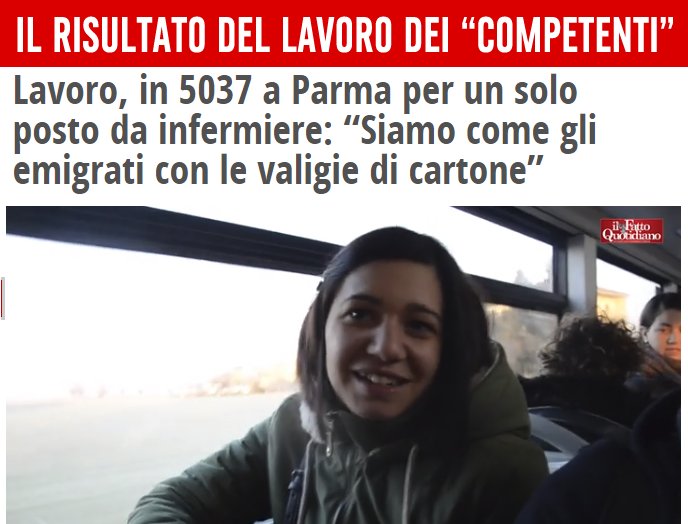 Più di 5000 candidati per un solo posto da infermiere. Eppure nel nostro paese ne mancano 60mila. Questo il risultato dei governi degli "esperti" e dei "competenti".