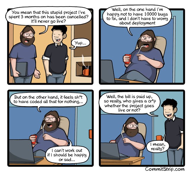CommitStrip's tweet photo. Coder dilemma #12 - Does it really matter?
 https://t.co/igdqAJSyK2 https://t.co/UUge1R31T9