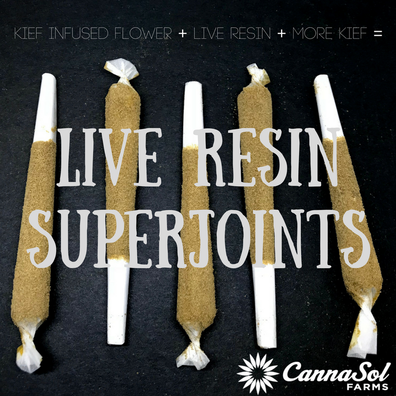 CannaSolFarms's tweet photo. Have you tried our live resin super joints yet? Live resin CO2 is processed using fresh, frozen material, keeping the terpenes intact all the way through. Currently on the menu: Gorilla Glue #4 with indica kief and Maui Skunk CO2. #liveresinco2 #freshfrozen #sungrown #cannasol https://t.co/e9VO4KPgbc