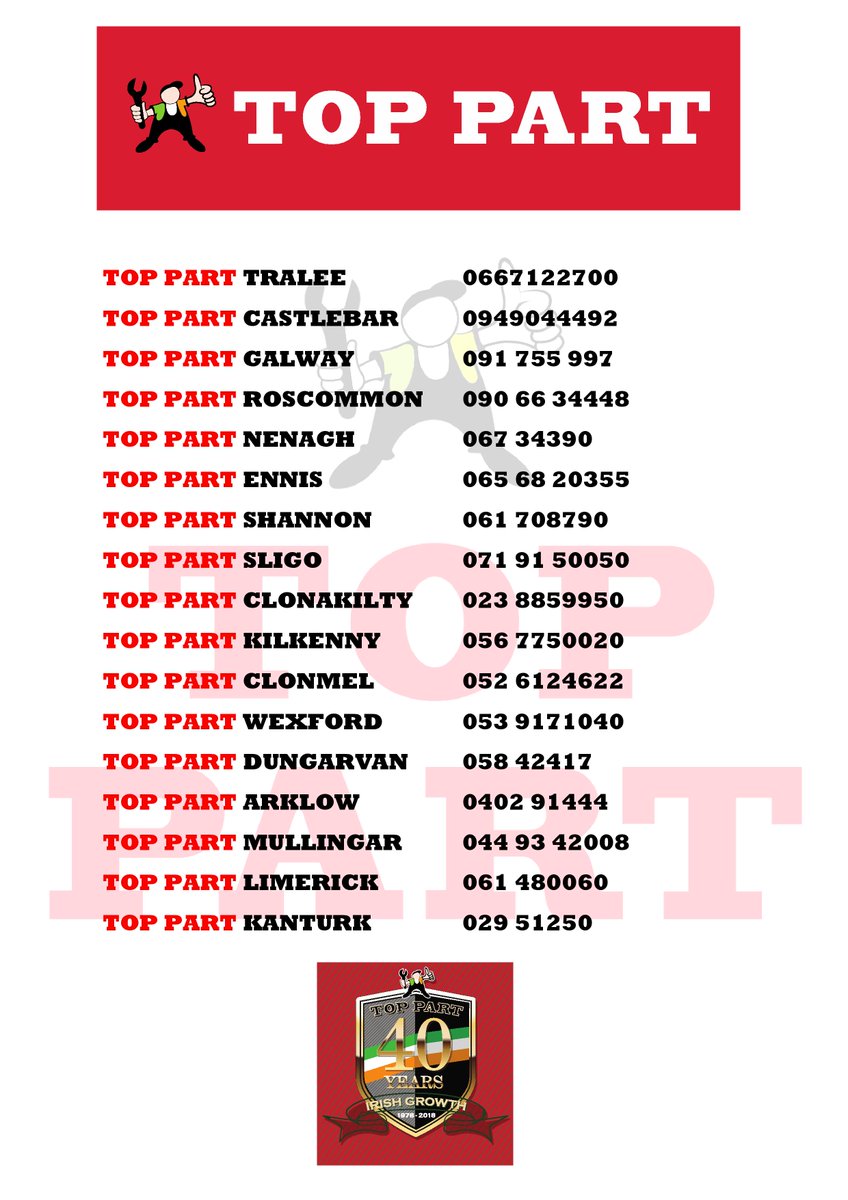TopPartMotors's tweet photo. We are nationwide!! 17 locations all over Ireland! #TopPart #Nationwide #supportlocal #guaranteedirish https://t.co/Z4RIwL5l5a