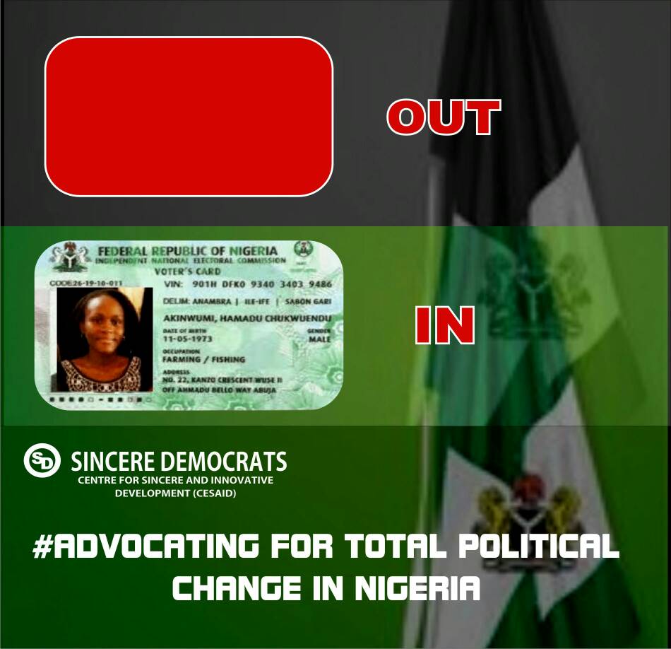 SincereDemocrat's tweet photo. Nigerians deserve a better future and a country that works for all.
With the political atmosphere getting charged, it's time for Nigerians to issue the red card to bad governance.
#MyPVCMyVoice
#PowerOfTheCitizen https://t.co/40MNc3jKZn
