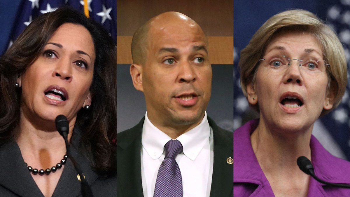 TheOnion's tweet photo. Cory Booker, Kamala Harris, Elizabeth Warren Assure Dreamers They’ll Never Stop Fighting For The 2020 Nomination https://t.co/Ghh5so1JSO https://t.co/iZamQEaXop