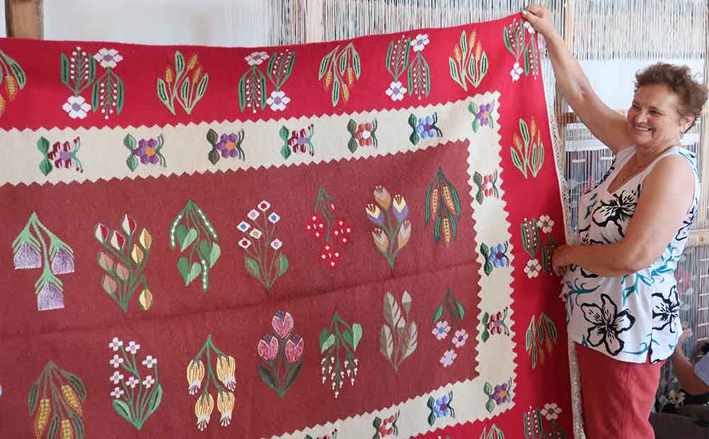 Our handmade rugs are made in Oltenia, Romania by Mrs. Nadu's studio. Mrs. Nadu is also teaching young girls the trade in art schools &amp; mentoring young entrepreneurs to open their own handmade rug studios, creating much needed job opps for women in the region #WomenEmpowerment