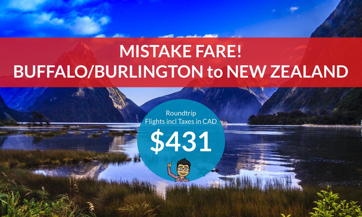 TravelCheapie's tweet photo. ERROR FARE: $431 CAD roundtrip - BUFFALO (Toronto) or BURLINGTON (Montreal) to AUCKLAND, NEW ZEALAND

ACT FAST!

https://t.co/3FMmt2aPAP

#errorfare https://t.co/q494Azjwas