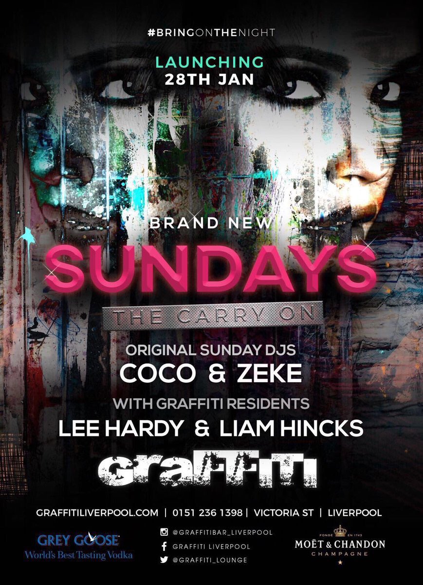 djcoco_'s tweet image. This weekend we launch 

#Sundays at @Graffiti_Lounge 

#TheCarryOn 

#4DJs 

@djcoco_ 
@DjZekeUK 
@LeeHardy 
@Liamhincks 

#SundayClub #Graffiti