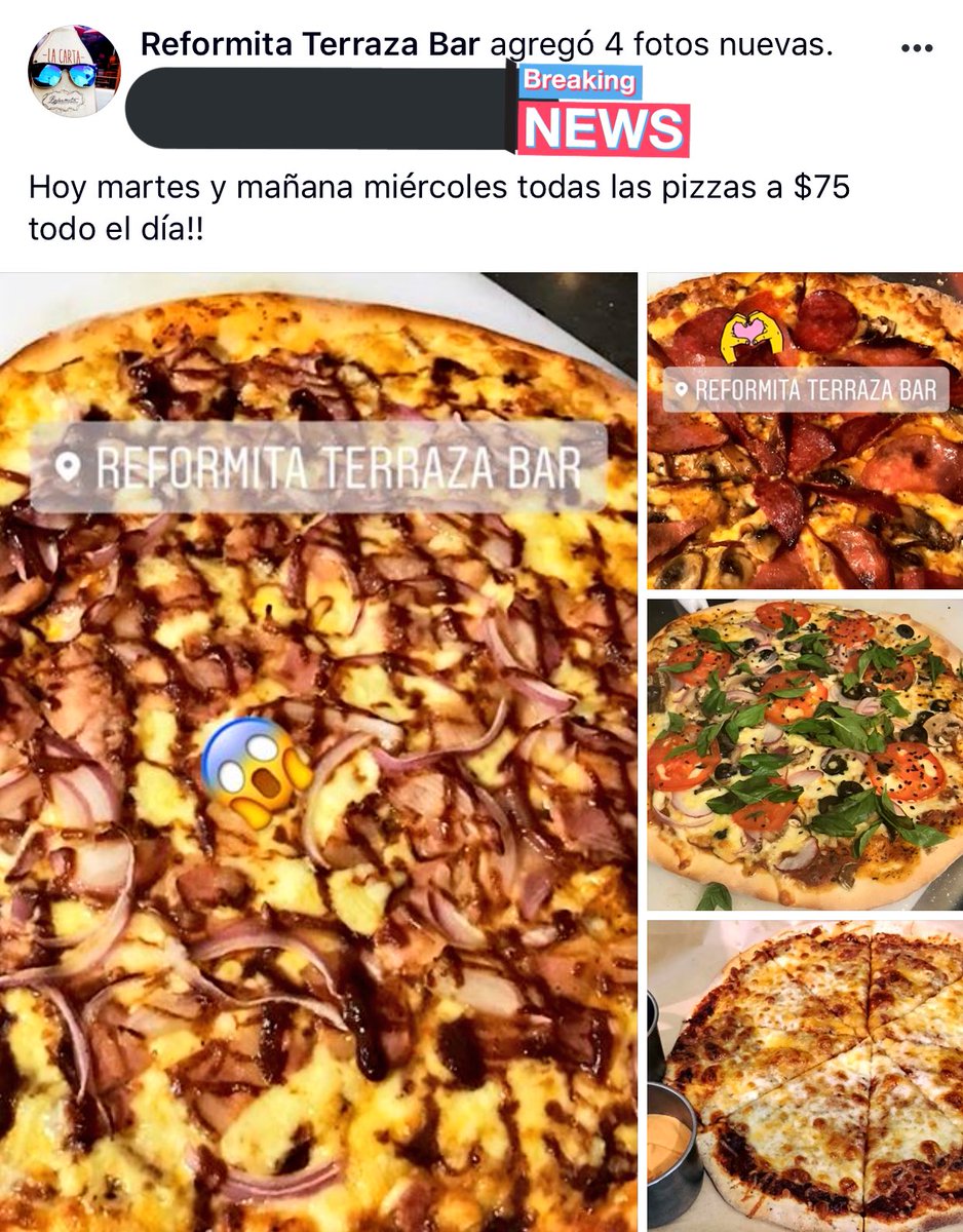 Reformitabar's tweet image. Picsa picsa!! Martes y miércoles $75 todas las pizzas all fucking day!!!