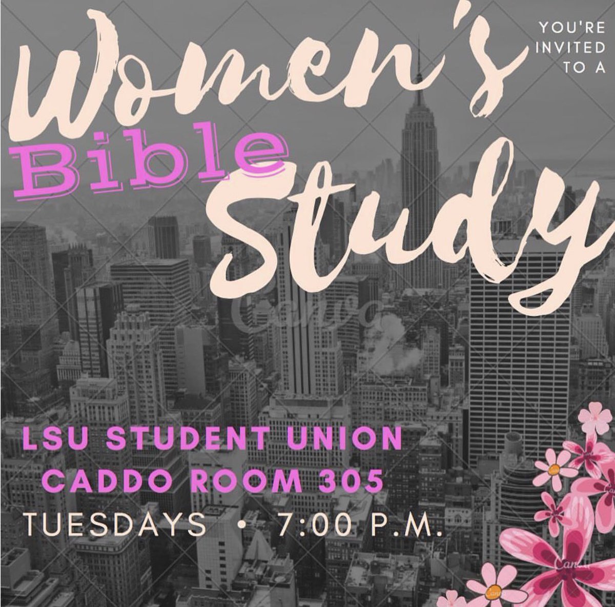 LsuImpact's tweet photo. Women’s and Men’s Bible Study is Tonight in the Student Union at 7. https://t.co/hfqZTrrUsr
