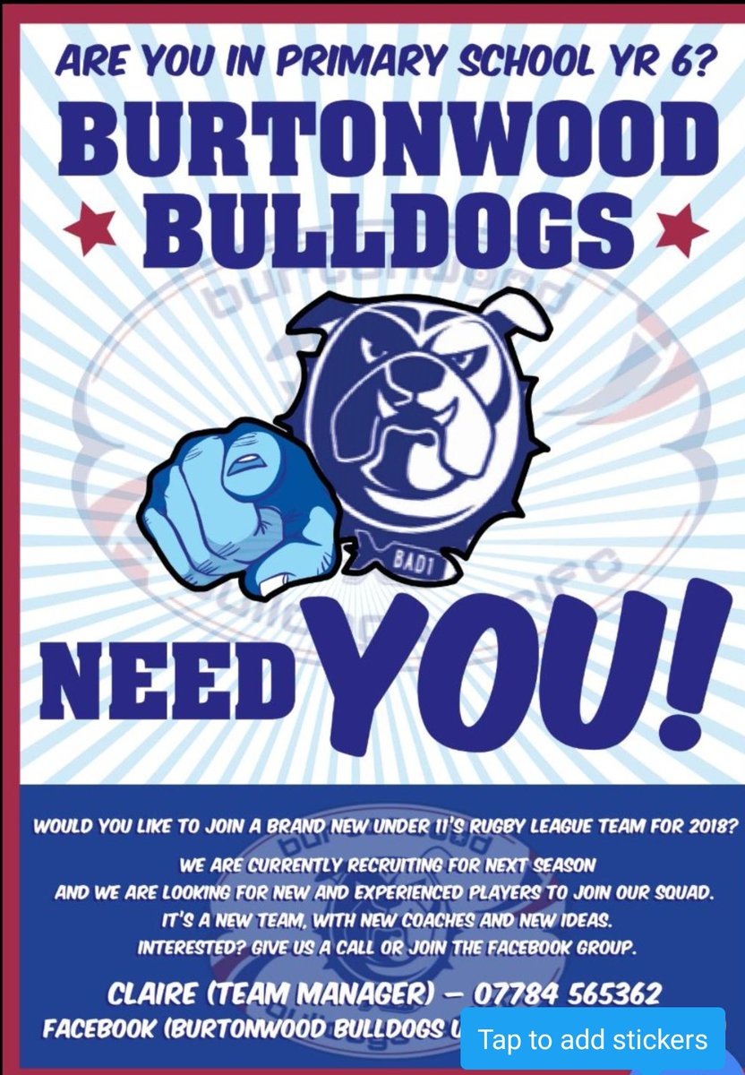 Burtonwood Bulldogs are recruiting new and experienced players for a new team. If you are year 5 or 6 and want to play rugby league for a new team then get in touch. #rugbyleague #communityrugbyleague #RugbyLeague