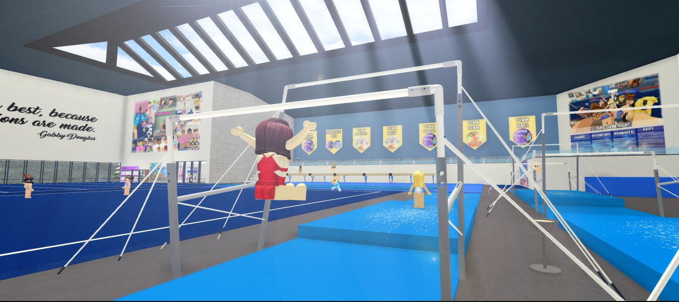 Roblox Gymnastics On Twitter Lots Of Gymnasts Practicing At The Gym Robloxdev Robloxgymnastics - gymnastics training center roblox