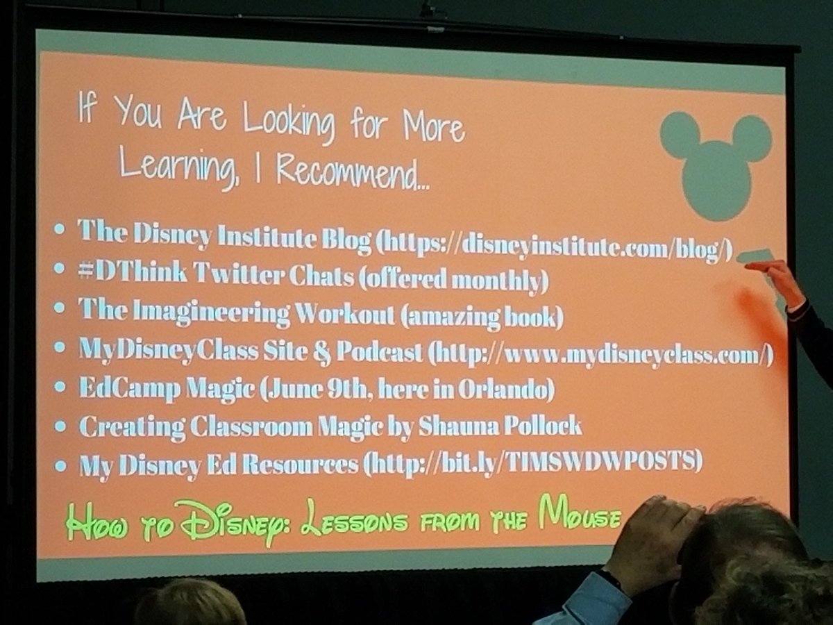 tjkatzer's tweet photo. Tips from Disney and how to improve your classroom. Thanks for a great session @twilhelmus #FETC2018 #lpsleads https://t.co/rY3k13rG0H