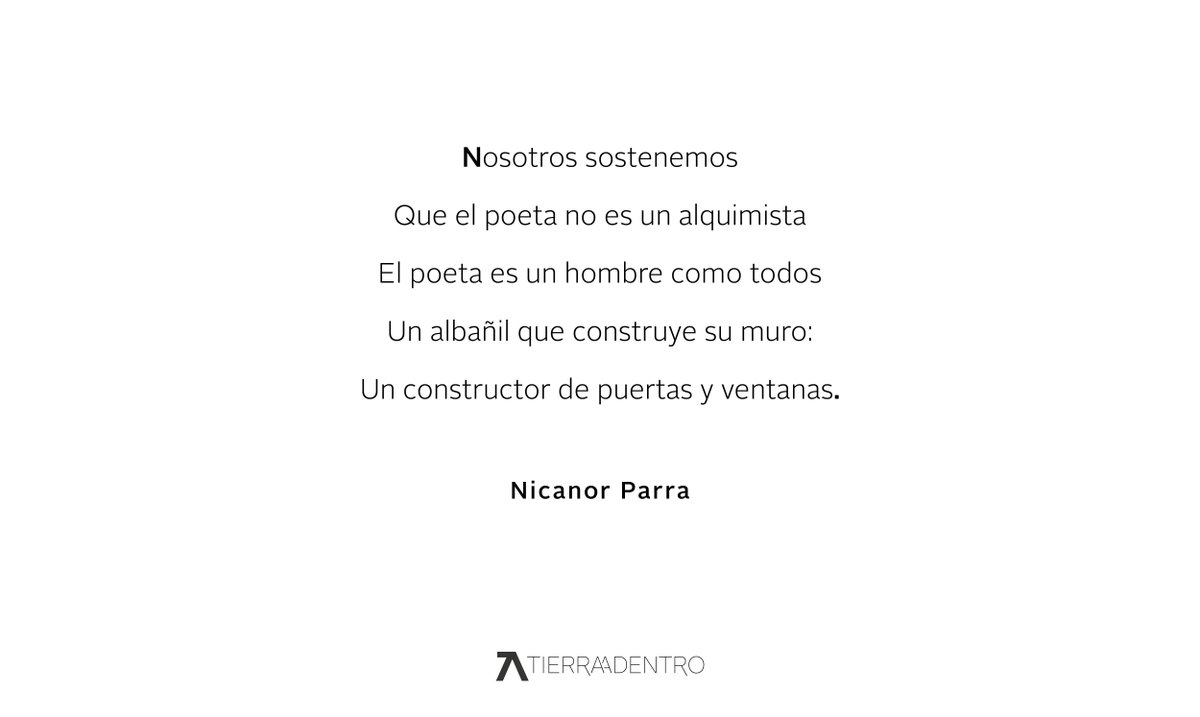 TierraAdentro's tweet photo. Adiós, Nicanor Parra. https://t.co/e91Yxq1Yxh