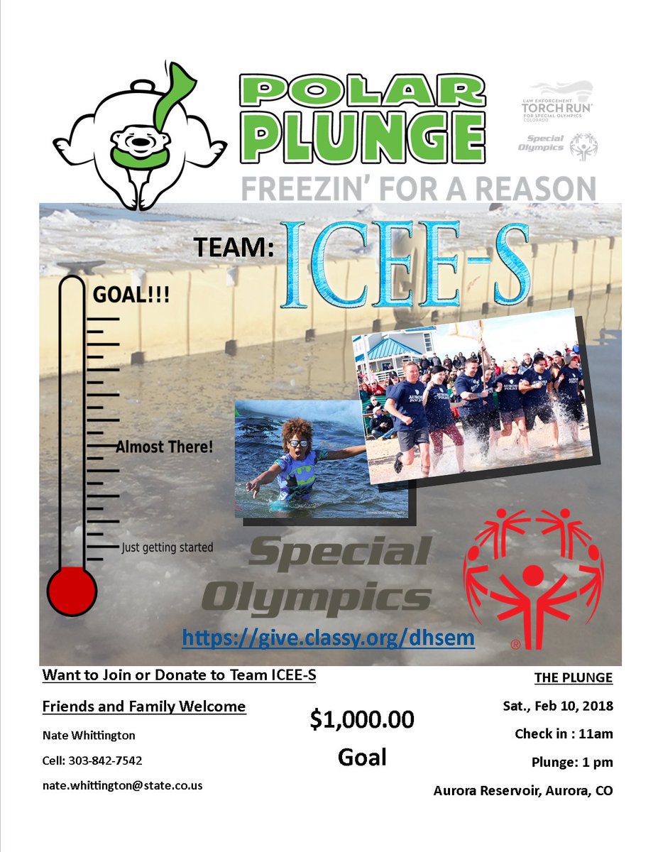 Please support our #DHSEM Polar Plunge team benefiting <a href="/SpecialOlympics/">Special Olympics</a> 

Visit this link to donate and see our progress towards our $1000 goal: give.classy.org/dhsem   The team has raised more than $200 but needs your help reaching our goal.