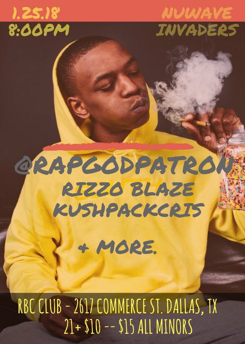 TwoStrokeCam's tweet photo. Just confirmed @TheDjTwalk for #NuWaveInvaders
Y’all come out Thursday and rage to some of the best out of Texas.
@RizzoBlaze
@RapGodPatRon
@KushPackCris https://t.co/NHsYNu71zq