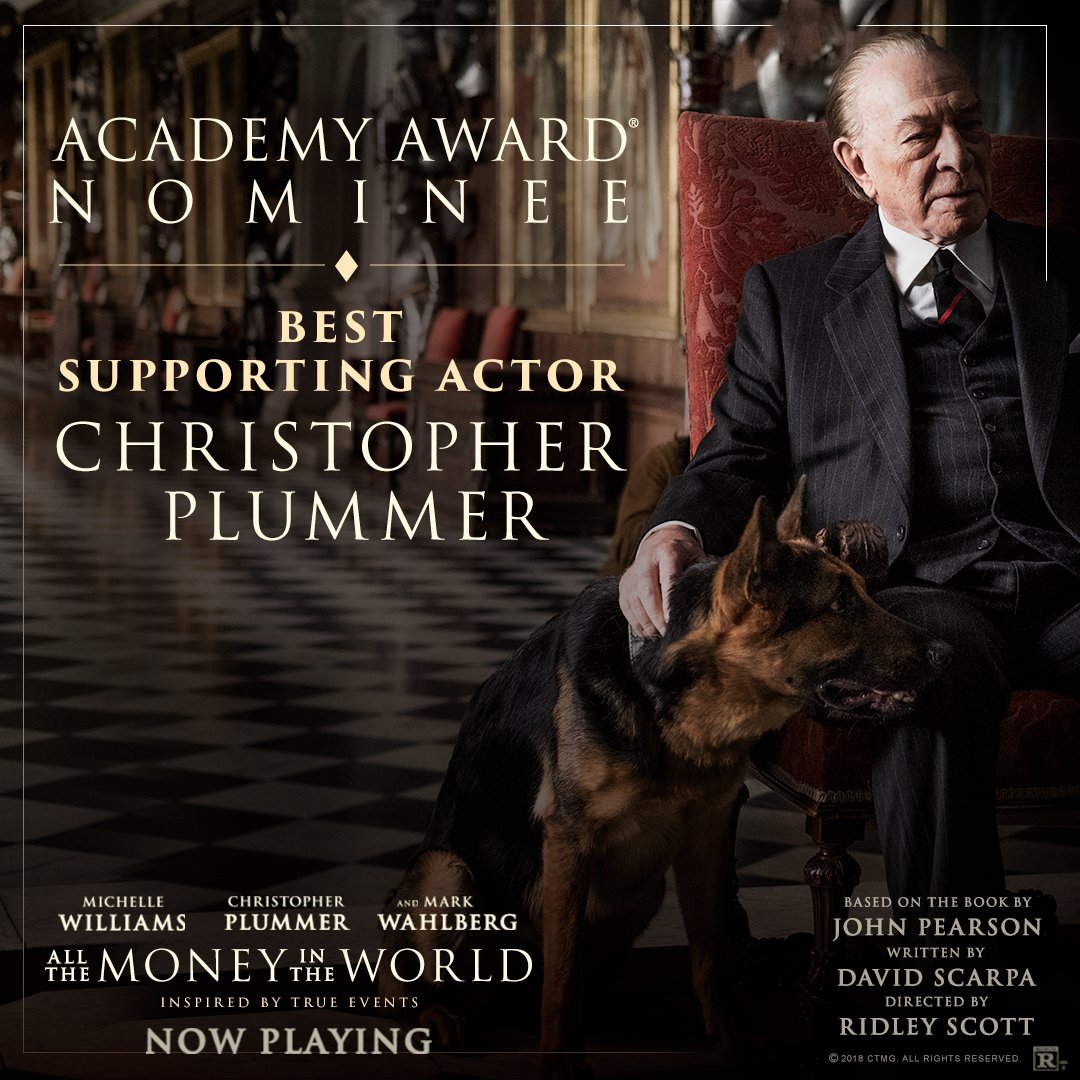 Congratulations to All the Money in the World's Christopher Plummer for his Academy Award Nomination for Best Supporting Actor!
