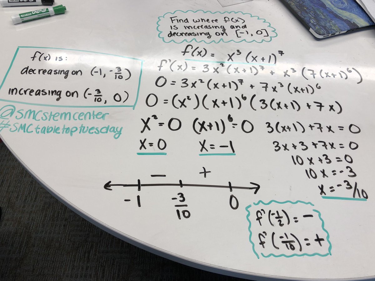 smcstemcenter's tweet image. Hey Gaels! Happy #SMCtabletoptuesday Who is taking math 13 this Jan term?? Keep up the great work!! #omgsmc #firstderivativetest