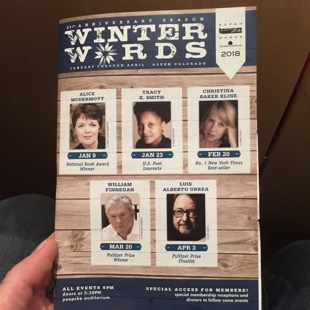 tyhollenbach's tweet photo. Back to one of my favorite places on earth! #WinterWords by @AspenInstitute with Tracy K. Smith. https://t.co/N7zrA74cev