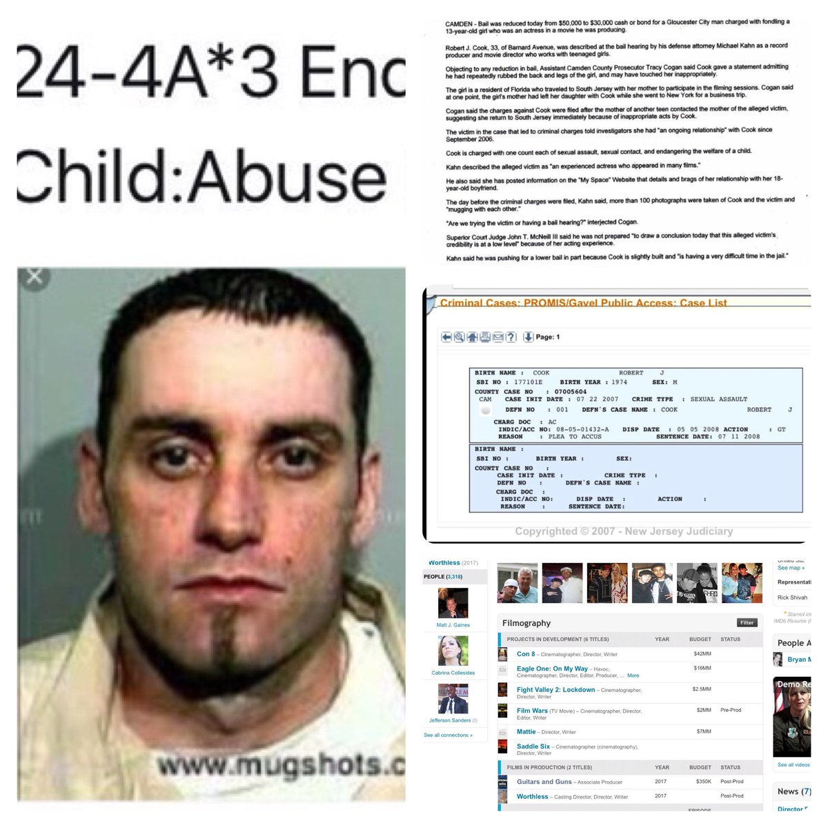 PedoWhistle's tweet photo. @LizCrokin @realDonaldTrump How about full disclosure on Rob Cook a convicted sexual offender and known pedophile who pretends to be a filmmaker hiding under his fake name #RobHawk to stalk his prey, young women. #metoo #winggirlmovie #worthlessmovie @FightValleyFilm https://t.co/V9XijMD2Ba
