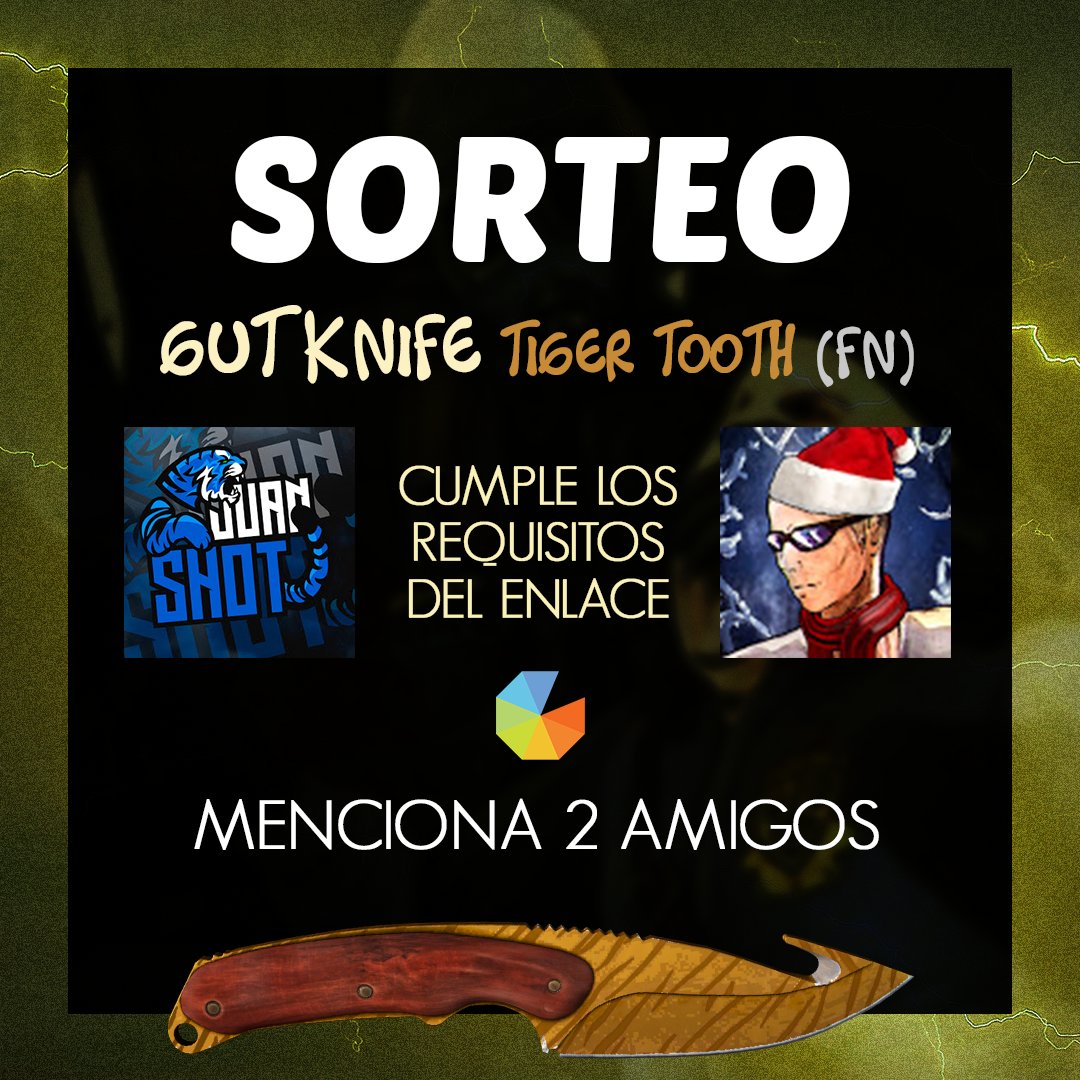 estoydespeinao's tweet photo. SORTEAZO DE UN ENORME GUT KNIFE con @JuanShotCsgo (tuit del sorteo en su perfil)
► PARTICIPA también desde este link: https://t.co/52TbUoFuxC ► https://t.co/6lv399Opdo