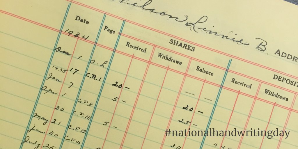 ttcu's tweet photo. Not only was Linnie B. Wilson one of our original founders, her handwriting was to die for. #nationalhandwritingday #palmermethod https://t.co/Q94vZB66LU