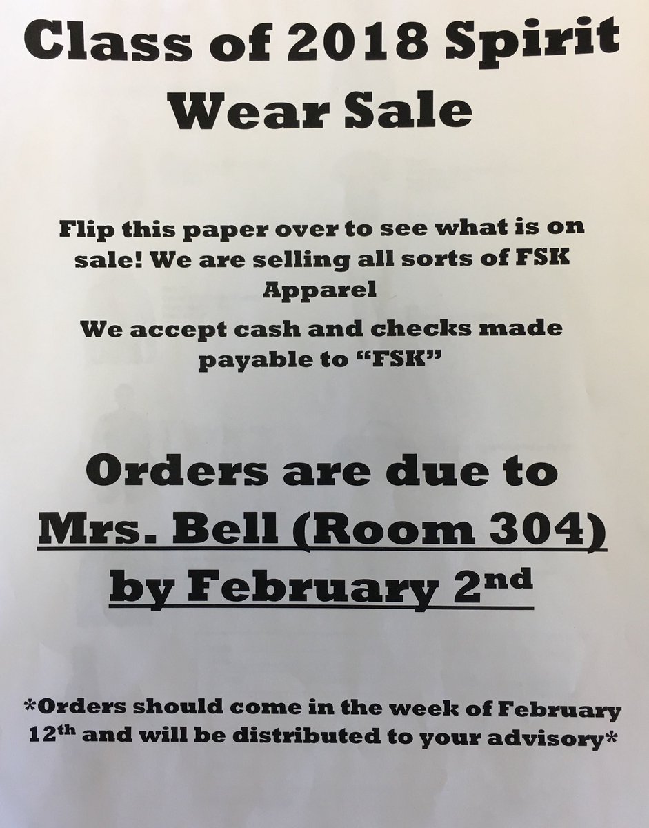 FSK2018's tweet image. New Spirit Wear on sale!!! Not designed exclusively for seniors, so sell to everyone :) sell sell sell!!