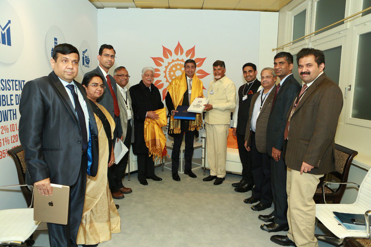 Wipro Chairman Azim Premji spent good time at the AP’s Sunrise Lounge in Davos understanding the efforts of <a href="/ncbn/">N Chandrababu Naidu</a> to promote AP at the #WEF18. Also, the duo discussed Wipro’s current &amp; future investment interests in the State.