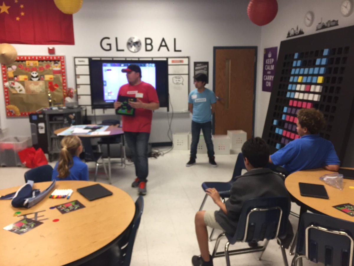 EdTechAmber's tweet photo. I was so proud of the amazing behavior, creativity, focus of my Ss tonight at our first ever  @bloxelsbuilder bloceyewear #GameJam! Thanks for an amazing experience @Jstevens54!! #designthinking #FETC https://t.co/ckq3SKVesQ